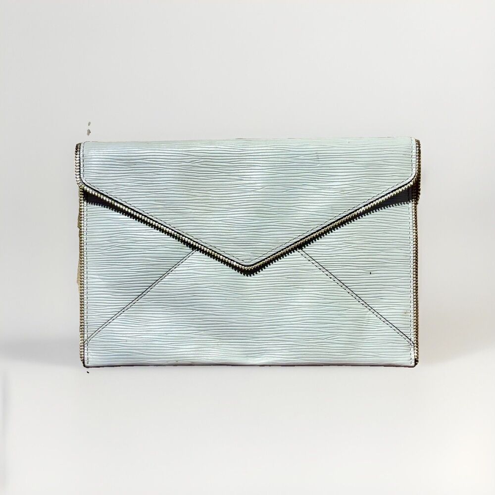 REBECCA MINKOFF MintGreen Color Vacation Party envelope clutch With Zipper Decor